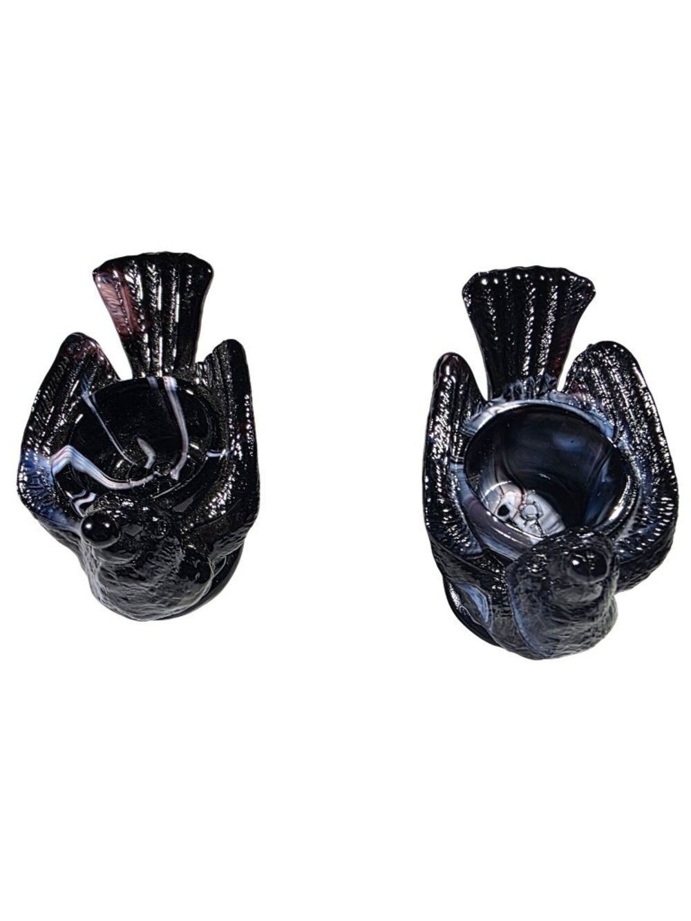Degenhart glass turkey bird and berry open salt cellars Swirled Thanksgiving